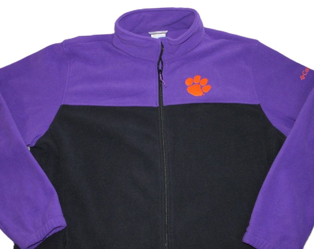 Columbia Jacket Mens 2XL Purple Windbreaker Fleece Lined Full Zip Pockets